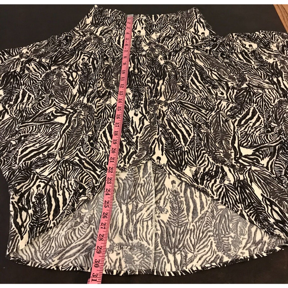 Free People Dark Brown Zebra Jungle Print Asymmetrical Hem Midi Skirt - Size 8 - Picture 8 of 10